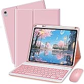 Bxomteng Keyboard Case for iPad 10th / A16 11th Generation 2022/2025-7 Colors Backlit Keyboard Cover and Mouse (Pink)