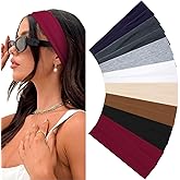 Headbands for Women 16 Pack Elastic Hair Bands for Women' Hair Non Slip Soft Cloth Fabric Headbands Womens Accessories, Neutrals Nude Solid Colors Head Bands