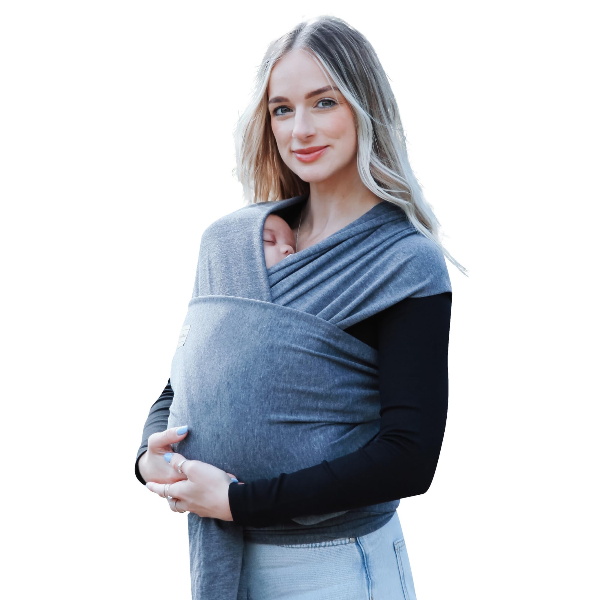 Baby Sling Wrap Newborn to Toddler Carrier 7-35lb - Soft Stretchy Baby Wrap Sling - Safety Tested - Hands-Free Baby Wrap Carrier - Newborn Sling (Grey)