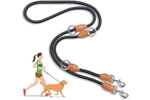 AAUFILUX Multi-Function Hands Free Dog Rope Leash (7ft) - Strong Dog Training Leads, 1.4cm Thick Nylon Dog Lead [3 Adjustable Lengths] for Small Medium Large Dogs Service Walking Running