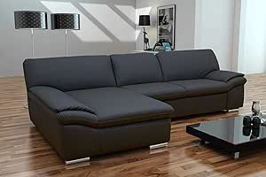 Sofa, sofá esquinero, otomana, negro, esquina acolchada, sofá de