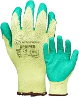 Blackrock Latex Gripper Gloves Pack 6 Size 9 Large Heavy Duty Waterproof Palm view 3