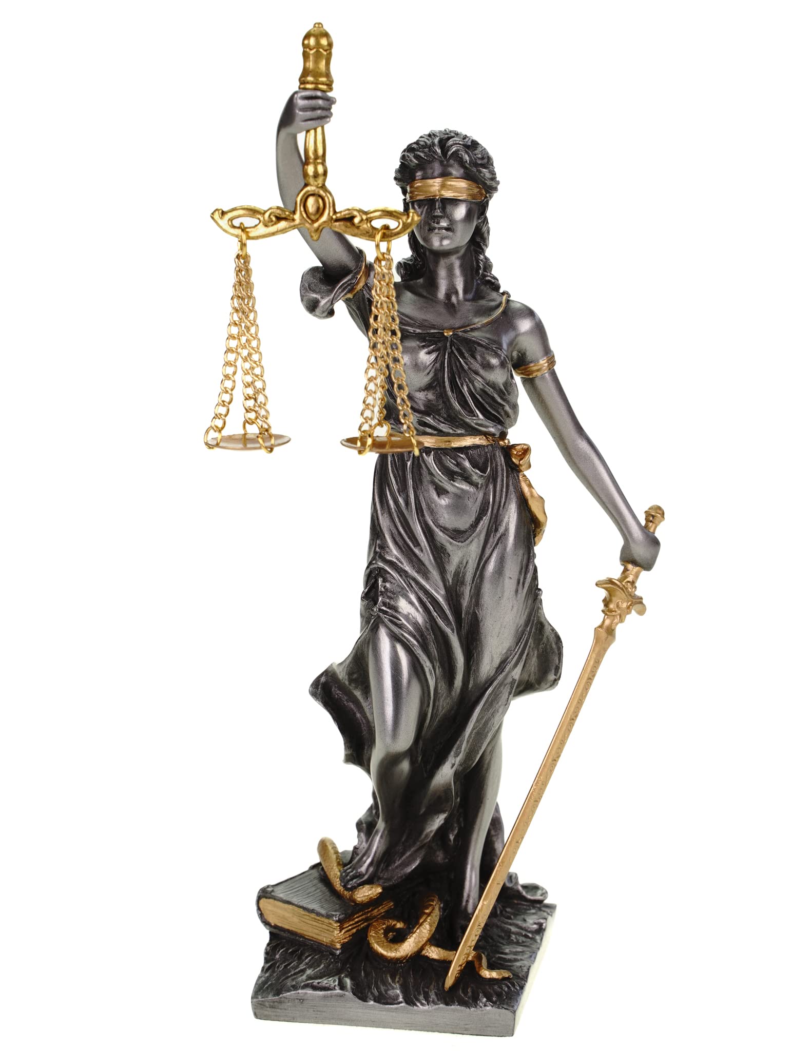 Veronese Justitia Roman Goddess of Justice 21cm Gold/Silver Sculpture Lawyer Law