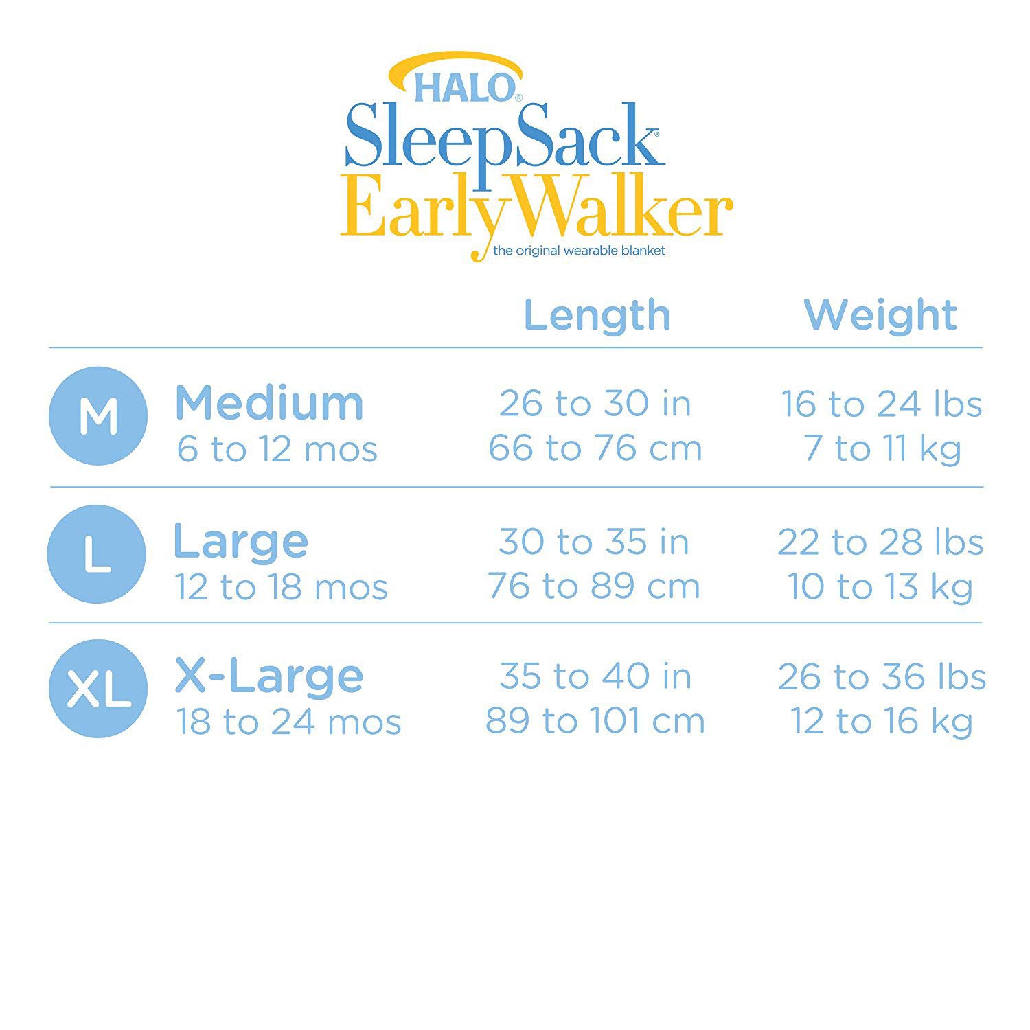 HALO Early Walker Sleepsack Lightweight Knit Wearable Blanket, Blue, Large: Baby