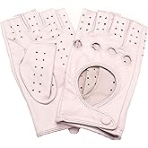 NappaNovum Women Classic Fingerless Nappa Leather Driving Gloves Lambskin Fitness Outdoor Unlined Gloves