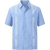 Men's Guayabera Shirts Short Sleeve Casual Snap Shirts