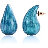 LAYWAF Big Hoop Earrings for Women Trendy, Teardrop Dangle Earrings Jewelry, Hypoallergenic 22K Gold Plated Stainless Steel Posts, Nickel Free Chunky Stud Earrings, Designer Duped Jewelry