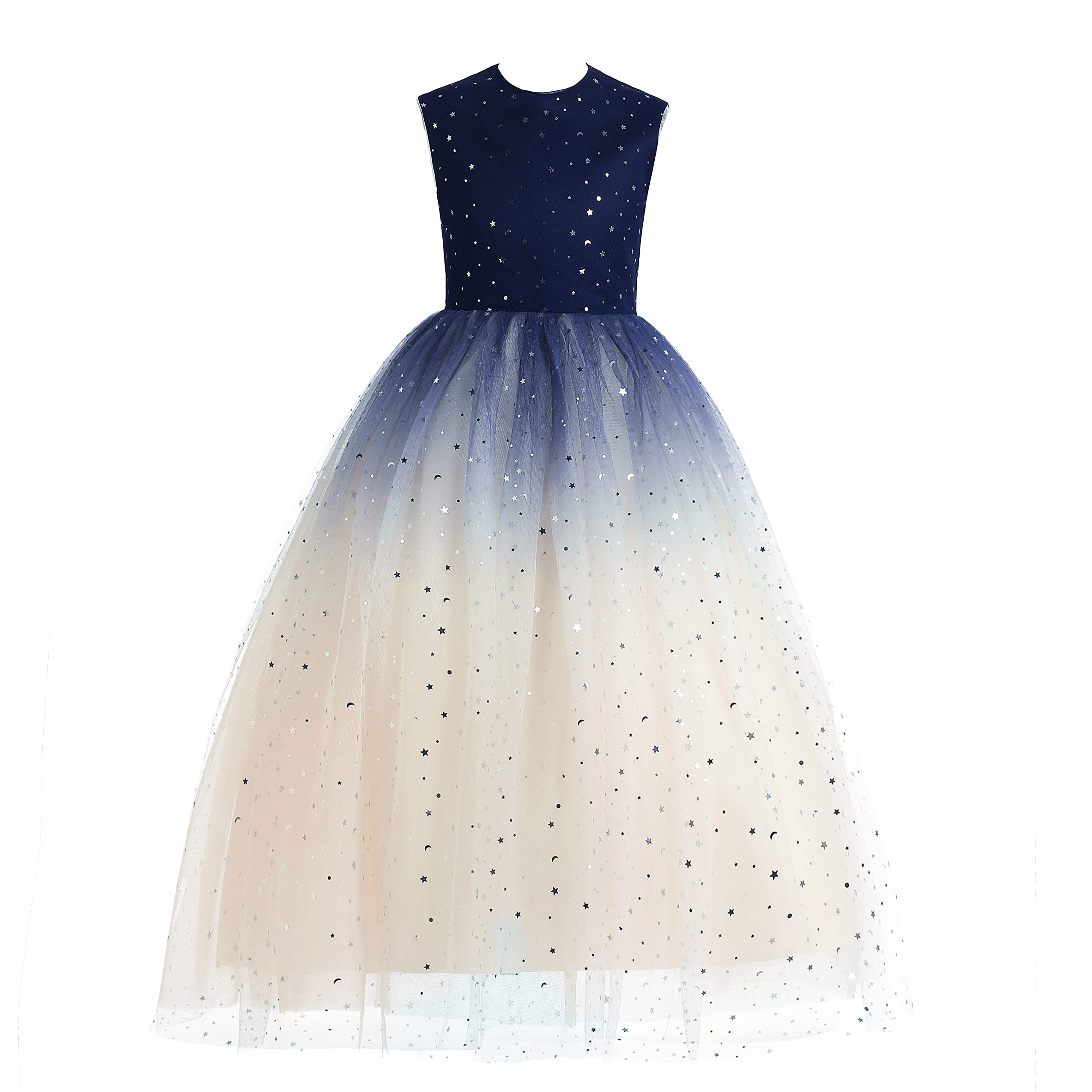 Photo 1 of *PINK AND GREEN* Glamulice Princess Sparkle Tulle Ombre Dress Navy Blue Flower Girl Dresses Lace Bridesmaid Party Dance Prom Ball Gown for Wedding Pageant Holiday Toddler Formal Photo Shoot Christmas Gown Champagne 3