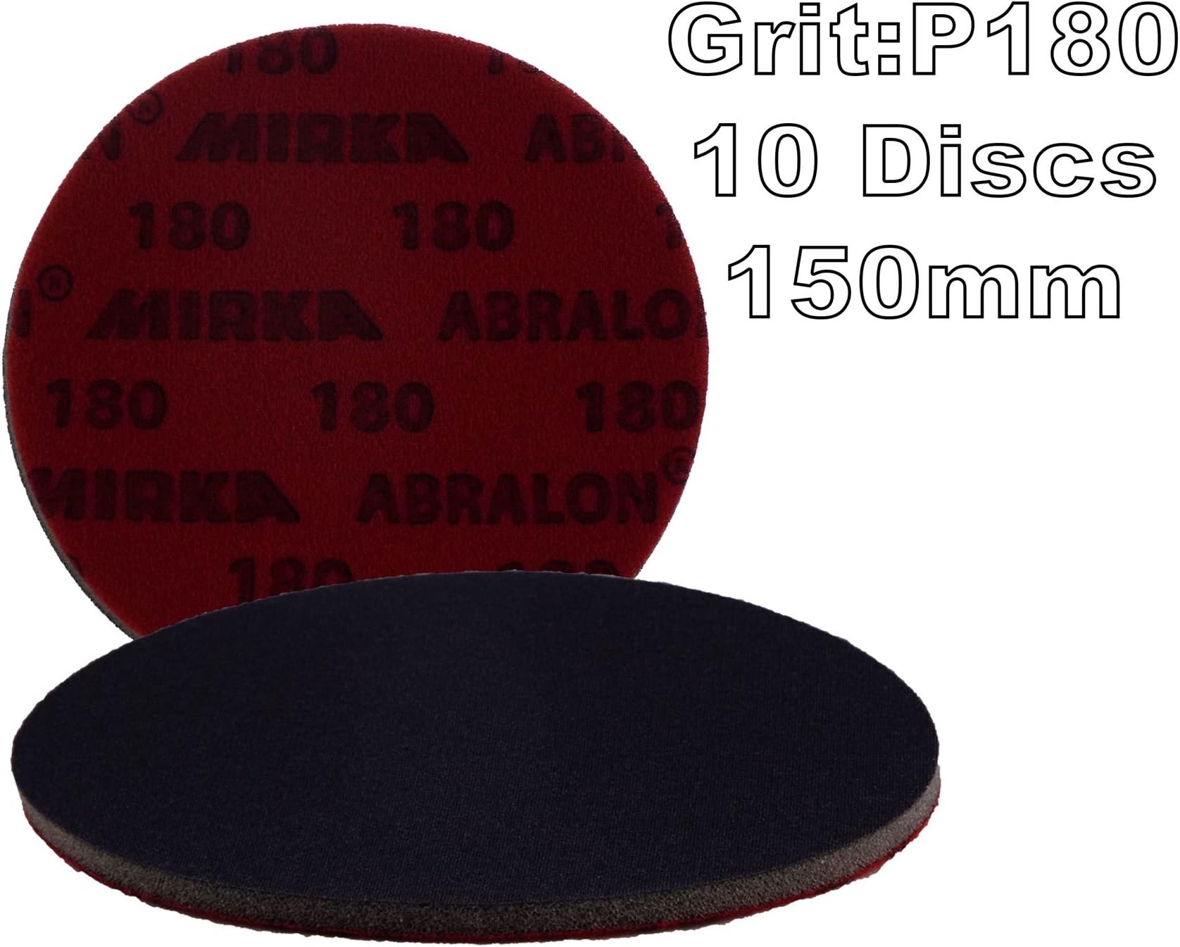 Abralon Mirka 150mm 6" 10x 180 Grit Hook'N'Loop HookIt Sanding Disc Sand Foam Machine Pads Perfect tackling both Painted smooth and profiled surfaces