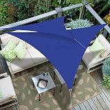 HEYOMART 3x3x3m Sun Shade Sail Triangle Waterproof UV UPF40+ Blue view 3