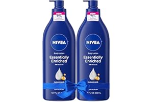 NIVEA Essentially Enriched Body Lotion for Very Dry Skin with Hyaluronic Acid, Almond Oil and Deep Nourishing Serum, 72-Hour Body Moisturizer, 16.9 Fl Oz Pump Bottle, Pack of 2