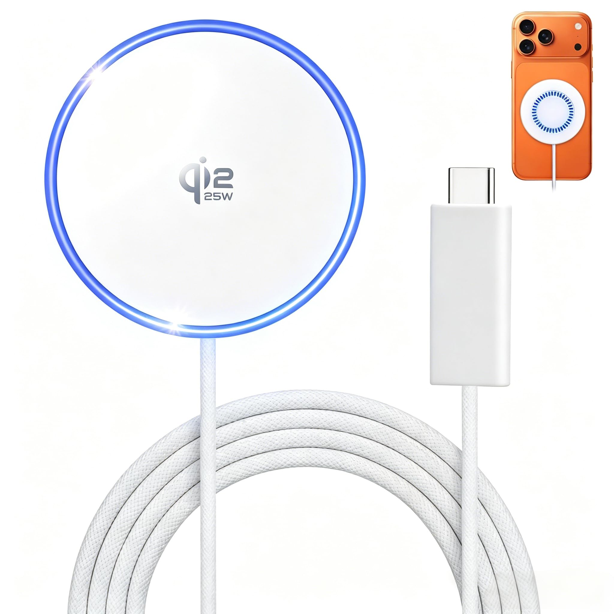 FEEKI ワイヤレス充電器 25W Qi2認証 MagSafe充電器 マグネット式 超薄軽量 過熱保護 短絡保護機能付き 空冷式 置くだけ急速マグセーフ充電器 対応iPhone17/16シリーズ(iOS 26以降)対応iPhone15/14/13/12シリーズ&Androidスマートフォン&