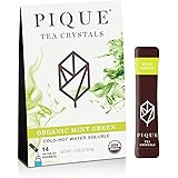 Pique Tea Organic Mint Sencha Green Tea Crystals - Immune Support, Gut Health, Fasting - 14 Single Serve Sticks (Pack of 1)