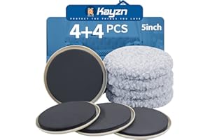 Kayzn Furniture Sliders Multi-Surface 2-in-1 Reusable Moving Pads for All Floor Types - 4 Pack 5" Carpet Sliders and 4 Hardwood Socks - Protect Floor and Easier to Move Your Furniture