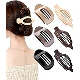 AWAYTR Flat Hair Clips For Women Lay Flat Claw Clip for Hair 6Pcs Large Hair Claw Clips for Driving Yoga (Glossy - Brown Series)