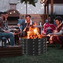 YSEJOMP 32 Inch Round Galvanized Fire Pit Ring/Fire