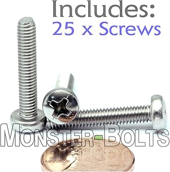 Amazon Com 25 M4 0 70 X 22mm Metric Stainless Steel Phillips Pan Machine Screw Type H 18 8 A2 Din 7985a Monsterbolts 25 M4 X 22mm Home Improvement