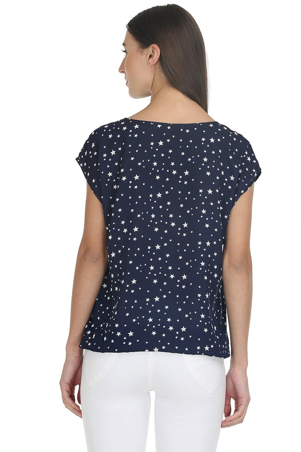 deewa pack of 2 blue stars and white lined printed women tops
