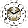 Couperos Real Moving Gear Wall Clock, 16 Inch Large Industrial Steampunk Wall Clock, Battery Operated Vintage Rustic Decorative Clock for Living Room Home Office Farmhouse, Black