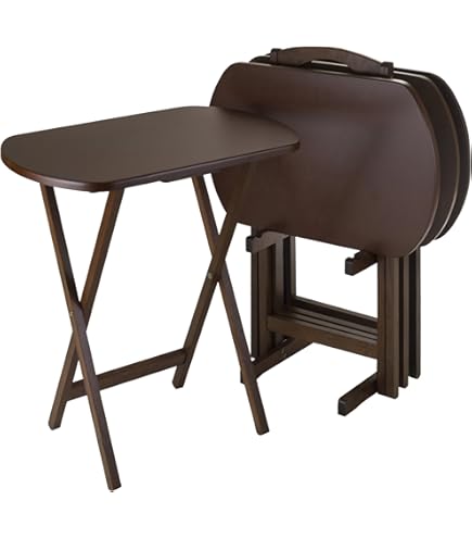 PJ Wood Portable Folding TV Snack Tray Table Desk Stand, Espresso