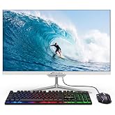 STGSivir All in One Computer PC,23.8" FHD Display,Core i7,16G RAM,512G SSD | All in One Desktop Computer,WiFi 5,BT,RGB Keyboard,Mouse,Webcam,HDMI,Win11 Home,White,AIO for Home,Office