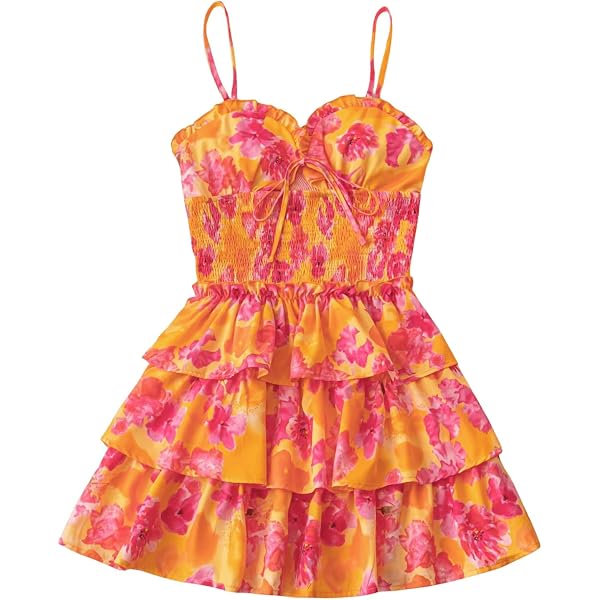Allegra K Women’s Boho Floral One-Shoulder Mini Dress – Sleeveless Summer Dress For Beach, Party, Casual Wear - View #2