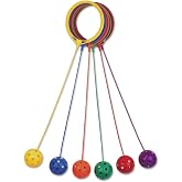 Champion Sports Skip Ball Ankle Toy for Kids, Pack of 6, Assorted Colors - Durable Hopper / Swingball Set with 18-Inch Cord, 5.5-Inch Diameter Ankle Ring - Fun Jumper and Exercise Equipment