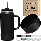 Jmoe USA Boot for 64oz Stanley Quencher H2.0 FlowState Tumbler With Handle | BPA Free Silicone | Sleeve Protector for Bottom of Cup | Protects Against Dents & Scratches (Black)