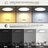 Matane 24W LED Ceiling Light with Remote Dimable 3000K-6500K 11.8in view 3