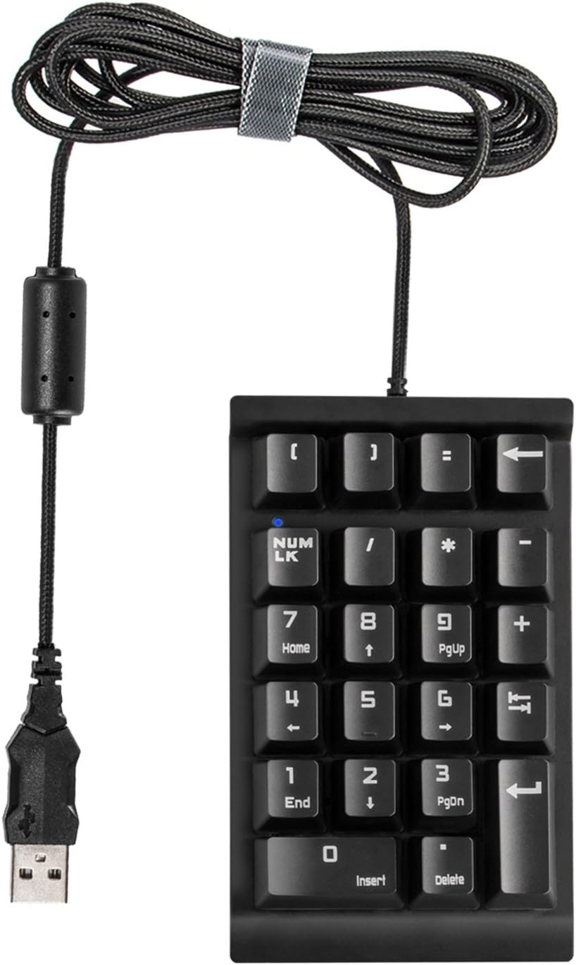 YOGOGO Mechanical Numeric Keypad USB Braid Cable Numpad 22 Keys Number Pad for Laptop Desktop Computer PC Green Axis Keyboard