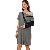 Deyeek Women's Post Shoulder Surgery dress Tear Away Short Sleeve Full Open Side Snap Adaptive Clothing with Pockets
