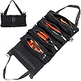 Heavy Duty Tool Roll Organizer - Canvas Roll Up Bag With 5 Detachable Pouches - For Mechanic, Carpenter, Electrician