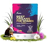 13-in-1 Beef Organ Supplement for Women 11000mg, 100 Day Supply, Beef Organs with Bovine Liver, Ovary, Uterus, Kidney, Heart, Bone & More, 100% Grass Fed, Balance Hormones, Energy, 300 Softgels