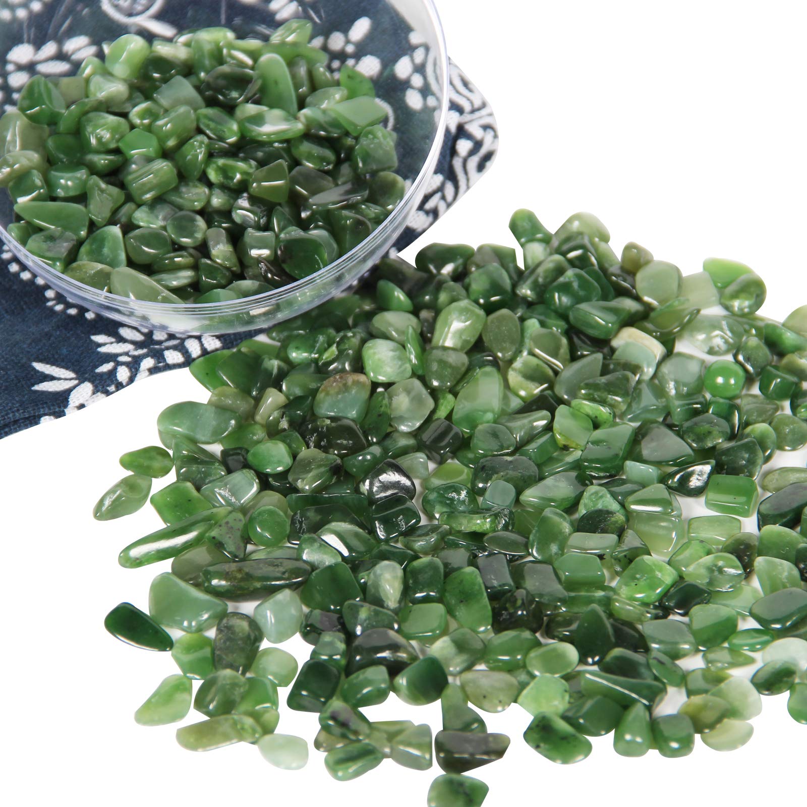Photo 1 of 1.1lb Natural Green Jasper Crystal Chips - Healing Crystals Tumbled Chips, Crushed Crystal Gemstones for Crafts, Beautiful Package for Gift