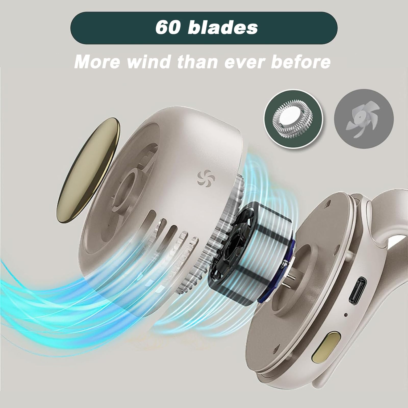 Portable Silent Mini Bladeless Electric Fan, Mini Whirlwind Fan for Waist Clip Fan, 3 Speeds Hands-Free Neck Fan, Suitable for Outdoor & Travel & Office, Gift (White)