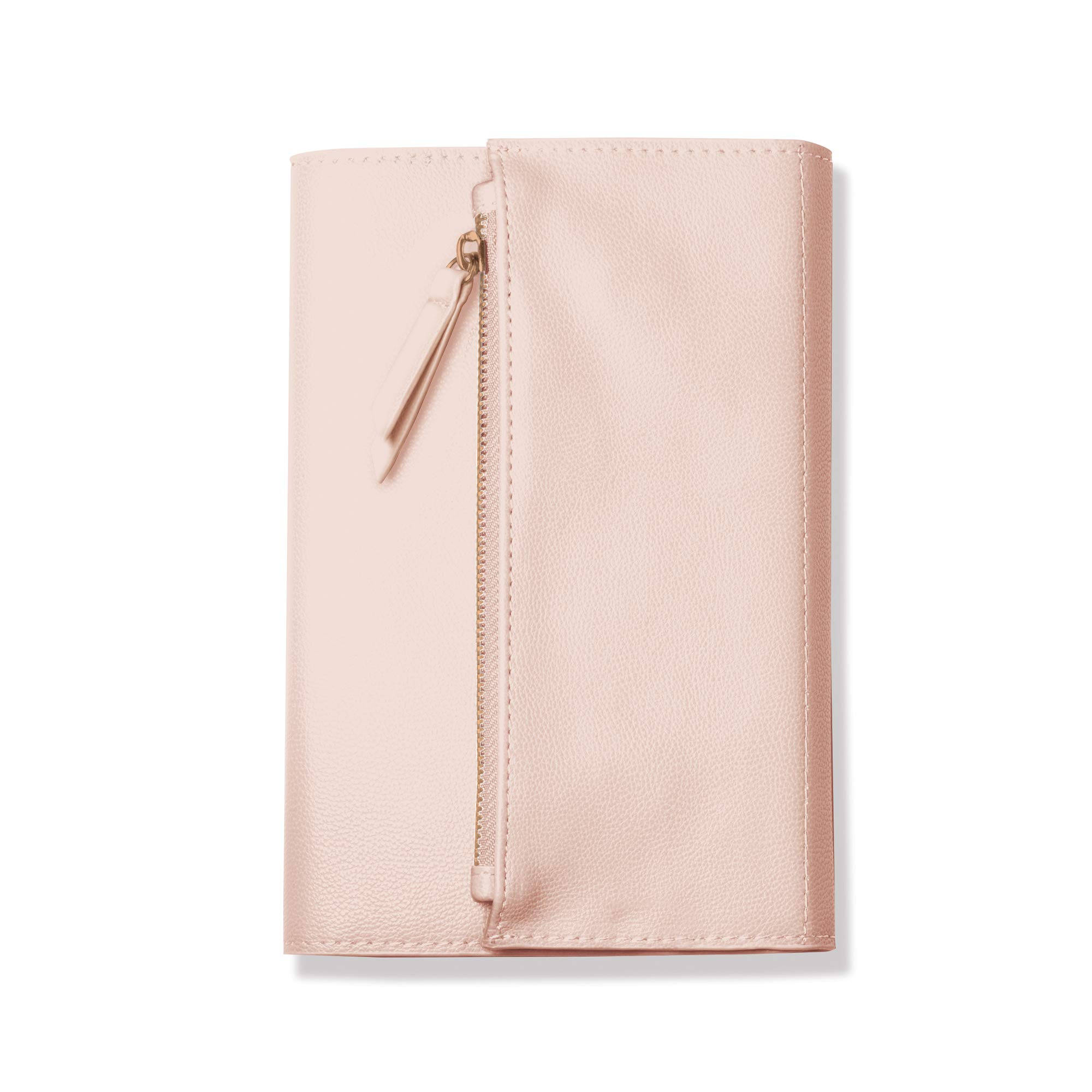 Fringe Vegan Leather Clutch Paperback Journal Encased in Soft Cover with Zippered Pouch Flap Closure, 240 Lined Sheets 6 x 8.5 Inches, Blush (135006)