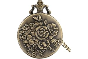Fogitbok Vintage Quartz Pocket Watches for Men with Chains Pendant Pocket Watch Women’s Necklace Watches Unique Designs with Box