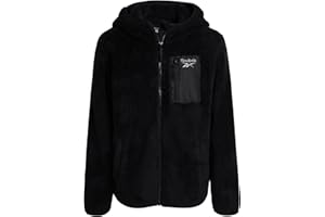 Reebok Girls Fleece Jacket - Full Zip Soft Sherpa Faux Fur Coat Hooded Winter Jacket - Warm Teddy Coat for Girls