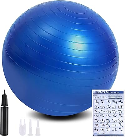 flintronic Gymnastikball mit aufblasbarer Fußpumpe,55cm/65cm Anti-Burst Extra Dicke Yoga-Geburtsschwangerschaft Pilates Core Stärken Sie die Fitness-Gymnastikbälle