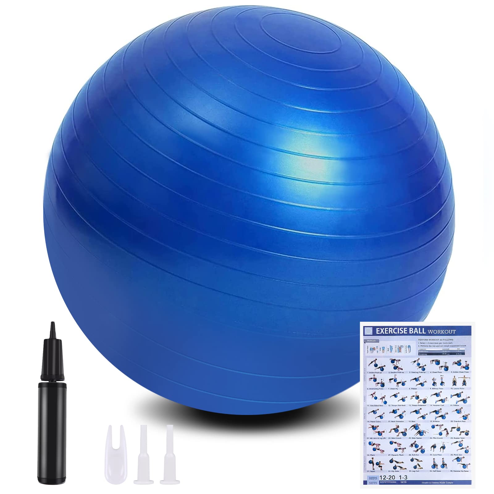 flintronic Exercise Ball, Anti-brust Yoga Ball Fitness Balls, 65cm Extra Thick Swiss Balls with Hand Pump for Yoga, Pilates, Fitness