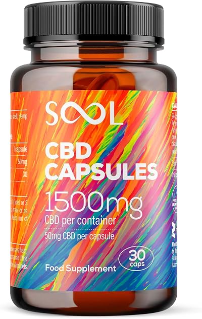 SOOL CBD Capsules 1500mg 30ct 50mg Broad Spectrum Hemp Oil Capsules