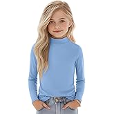 LessonZoo Girls Mock Turtleneck Long Sleeve Shirts Kids Soft Slim Fit Undershirt Warm Casual Base Layer Fall Winter Top(Sky Blue,5-6 Years)
