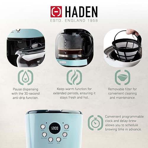 Haden Coffee Machine, 12 Cup Programmable Drip Coffee Maker with - Main Image