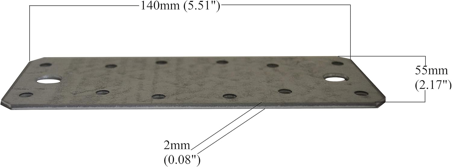 20pcs Mending Plate Joining Flat Metal Fixing Sheet 140 x 55 x 2mm /5.5"x 2.17", Silver - Image 3