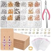 Earrings Hooks for Jewelry Making, Anezus 2000Pcs Earring Making Supplies Kit with Fish Hook Earrings, Earring Cards, Jewelry Plier, Earring Backs and Jump Ring for Jewelry Making and Earring Repair