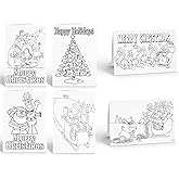Stonehouse Collection Assorted Kids' Coloring Christmas Greeting Cards, Pack of 12 with Envelopes, 6.25 x 4.5 inches, A Variety of Merry Christmas Themed Color in Cards (Assorted)
