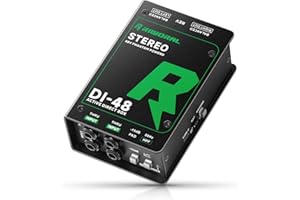 RIWORAL Direct Box with Dual 1/4” High-Impedance Stereo Inputs Di Boxes Support For Guitar/Bass Instruments Premium Direct Injection Active Di Box For Thru & XLR Outputs (Direct Box)