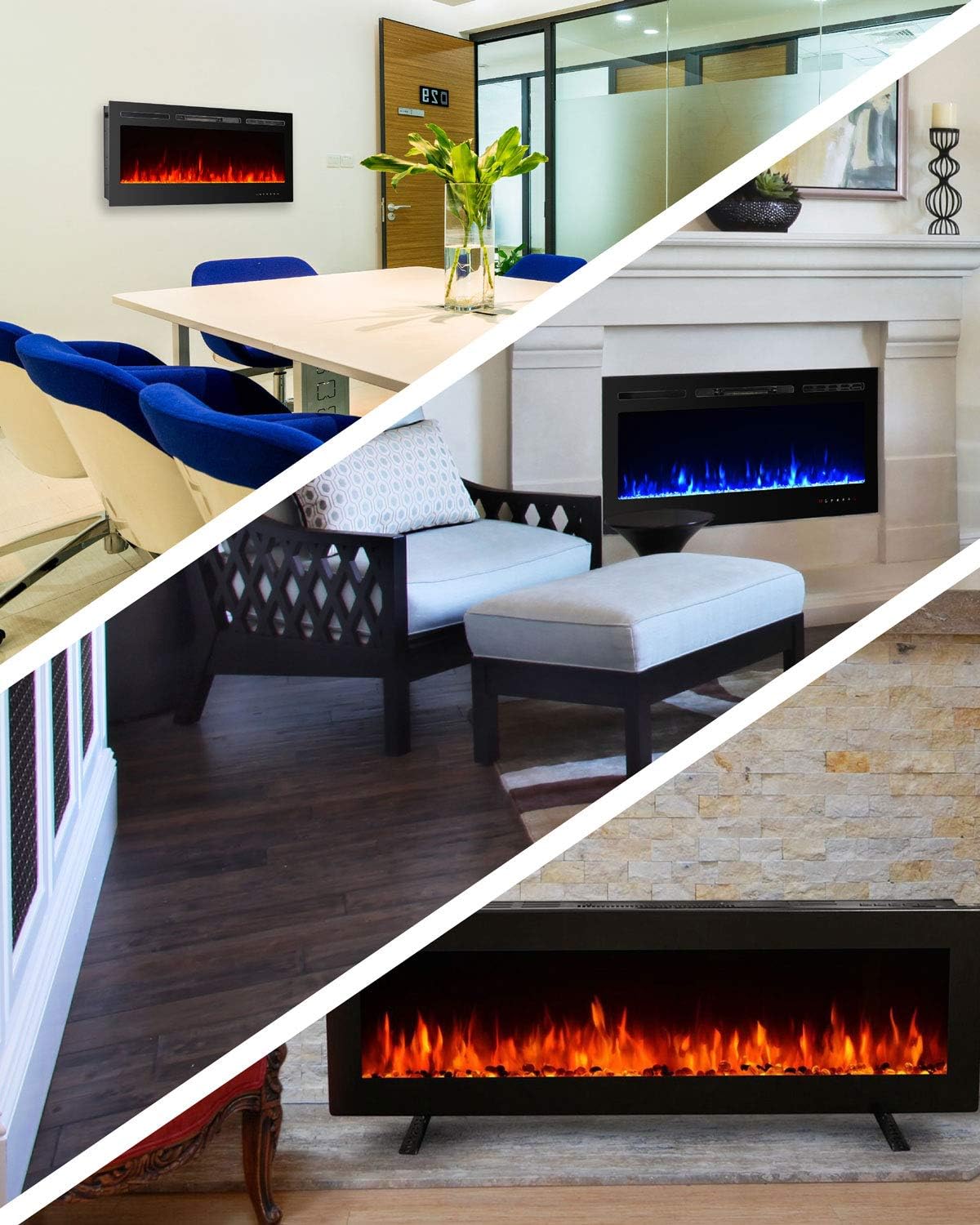 wall mounted electric fireplace on Stoves Fireplaces 9 Flamer Color Recessed And Wall Mounted Fireplace Insert Heater With Touch Screen Control Panel Maxxprime 40 Electric Fireplace Faux Fire Log Crystal Options Free Standing 750 1500w Fireplaces