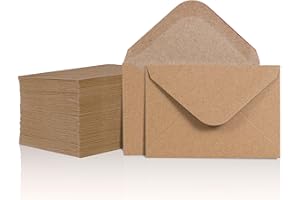 MATICAN Gift Card Envelopes - 100-Count Mini Envelopes, Kraft Paper Business Card Envelopes, Bulk Tiny Envelope Pockets for Small Note Cards, Brown, 4 x 2.7 Inches