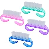 4 Pack Handle Grip Nail Brushes, Colorful Mini Fingernail Brush, Hand Scrub Cleaning Brushes for Nails and Toes, for Women Men